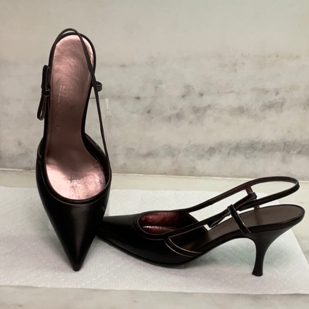 Ferragamo black leather sling back